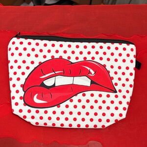 Red Lips Polka Dot Make Up style  Bag